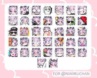 YCH emotes for NimiruChan (Base from @nicopiyo)